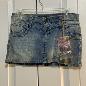 Size 7 Vintage‎ Paris Blues Denim Micro Mini Skirt 90s Y2K Women's